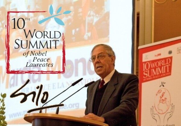 20091111 SILO en el Décimo congreso anual de los laureados con el Premio Nobel de la Paz. Silo habló sobre "el significado de la Paz y la No-violencia en el momento actual y la Marcha Mundial"