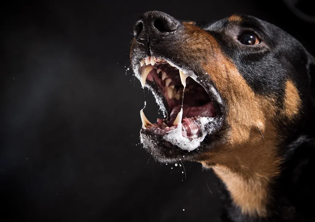 Animales Peligrosos. Perro rabioso. La rabia en perros provoca cambios en el comportamiento, agresividad y salivación excesiva.